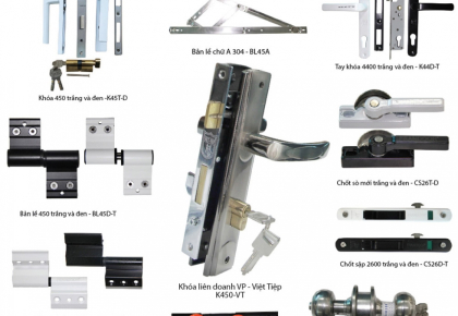 Bản lề, thanh truyền, khóa đa điểm: Bộ phụ kiện không thể thiếu khi làm cửa nhôm