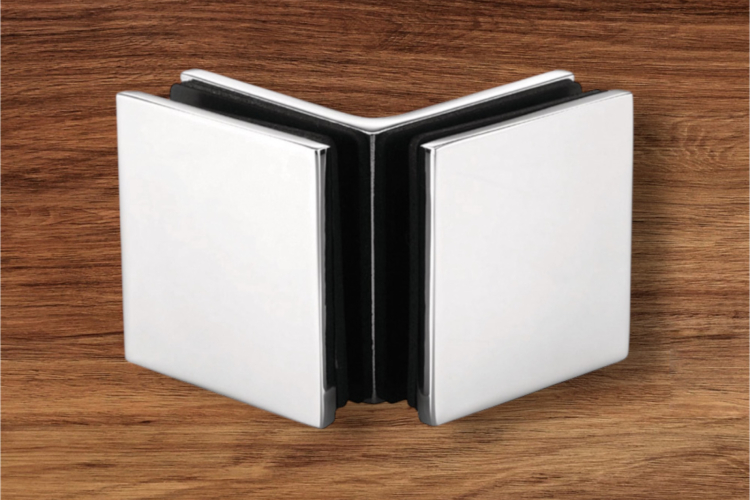 Bản lề cửa phòng tắm, Kẹp kính gắn kính có tấm 90°